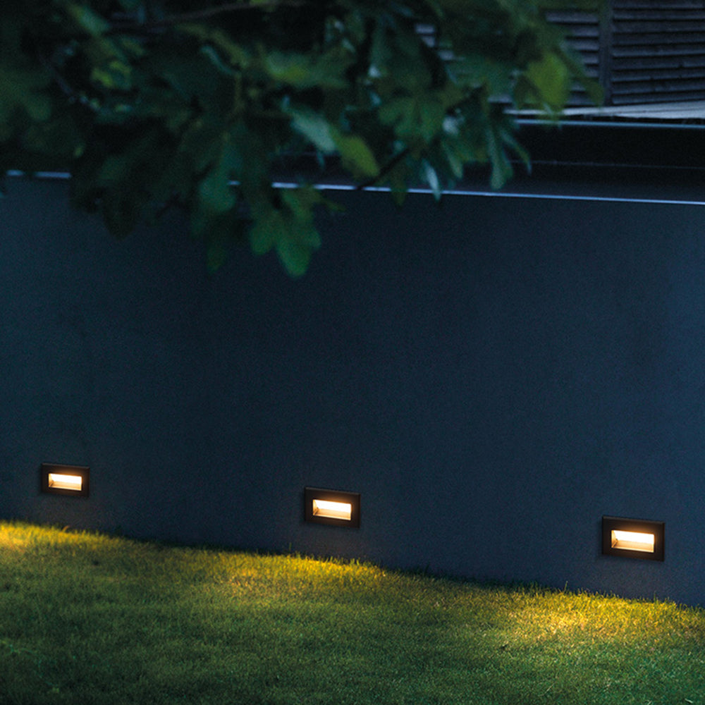 Ray Deck & Step Light, Modern Rectangular Metal, Black