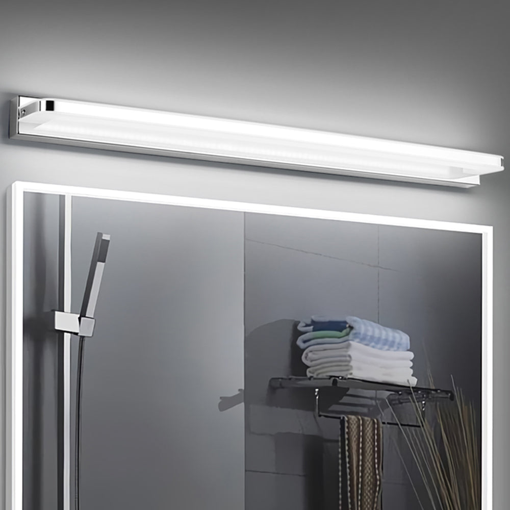 Arisha Nordic Linear Metal Mirror Front Wall Lamp, Chrome/Black - Neutralighting