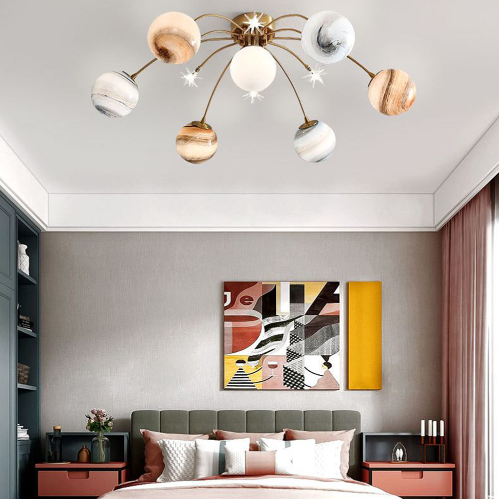 Aria Modern Planet Flush Mount Ceiling Light — Lightweight Rust-Resistant Design