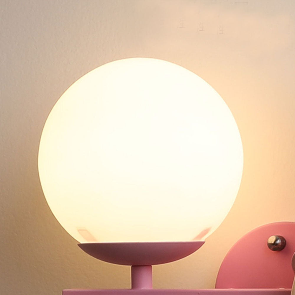 Aria Modern Wall Lamp — White & Pink Finish, Metal & Glass Frame, Hardwire Mount