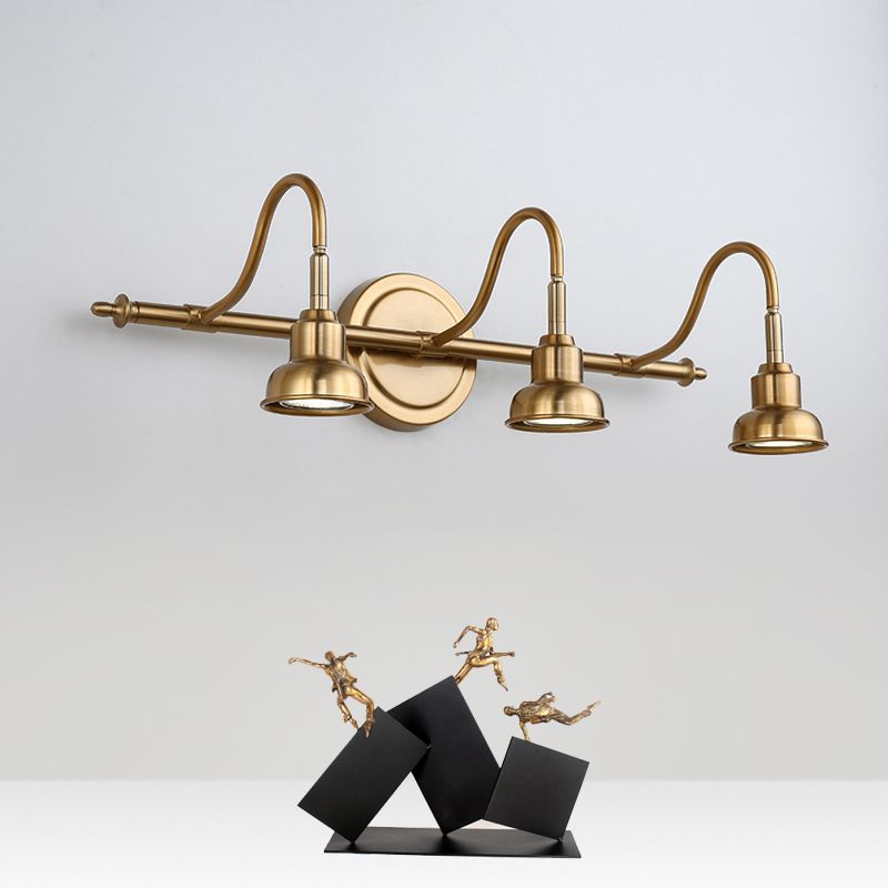 Tiffany Vintage Round Arc Vanity Wall Lamp — Gold, IP44 Rated, Hardwired