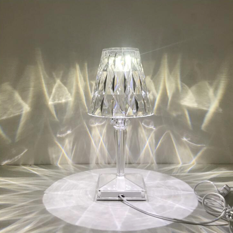 Lampe de table romantique élégante en cristal avec capteur tactile
