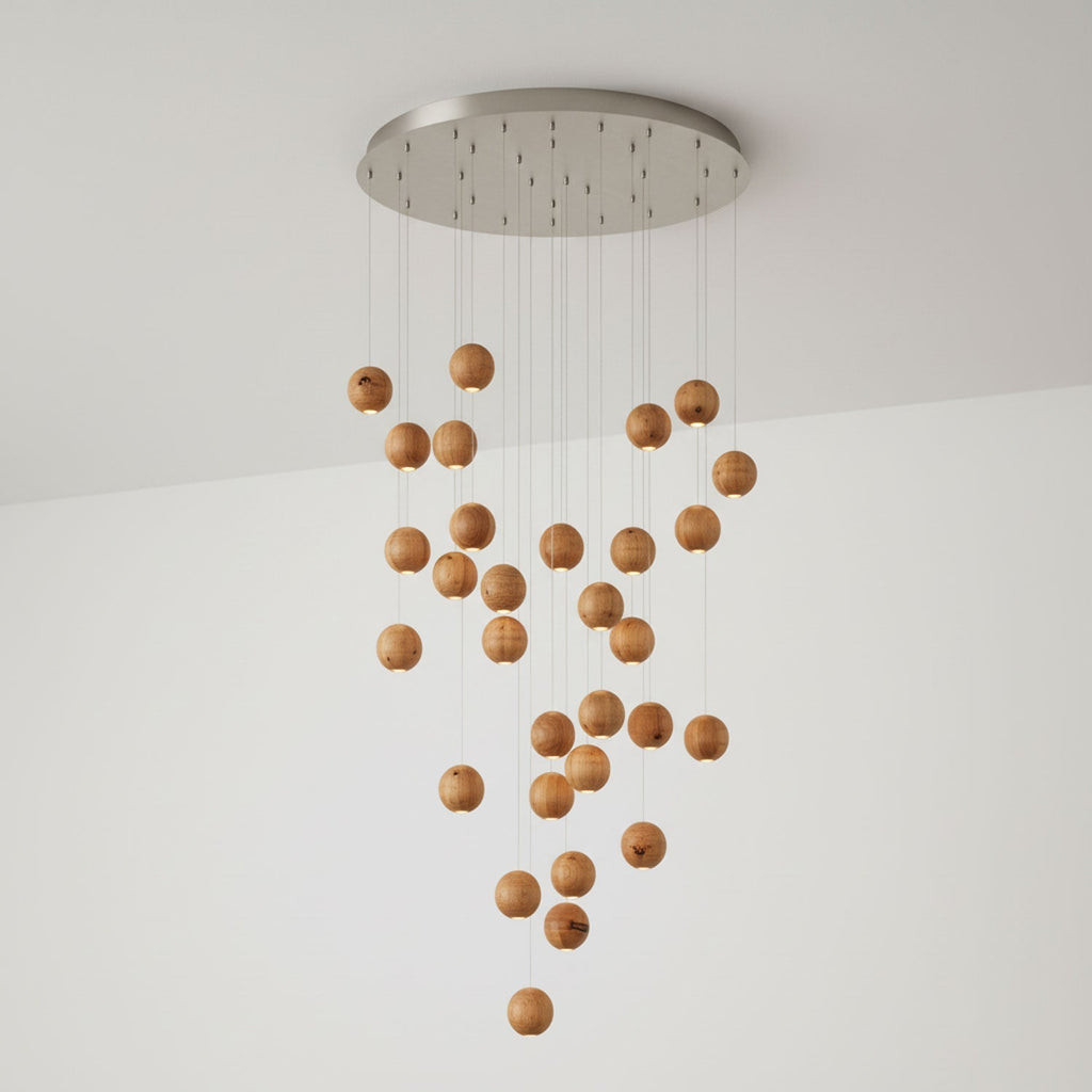 Wooden Orb Sphere Cluster Pendant Light - Vakkerlight