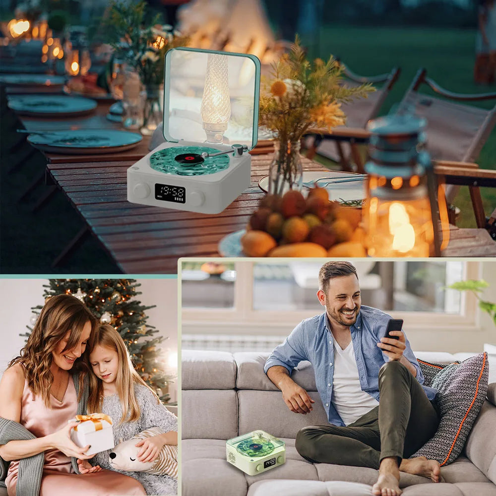 مكبر صوت بلوتوث صغير بضوضاء بيضاء بأسلوب رجعي