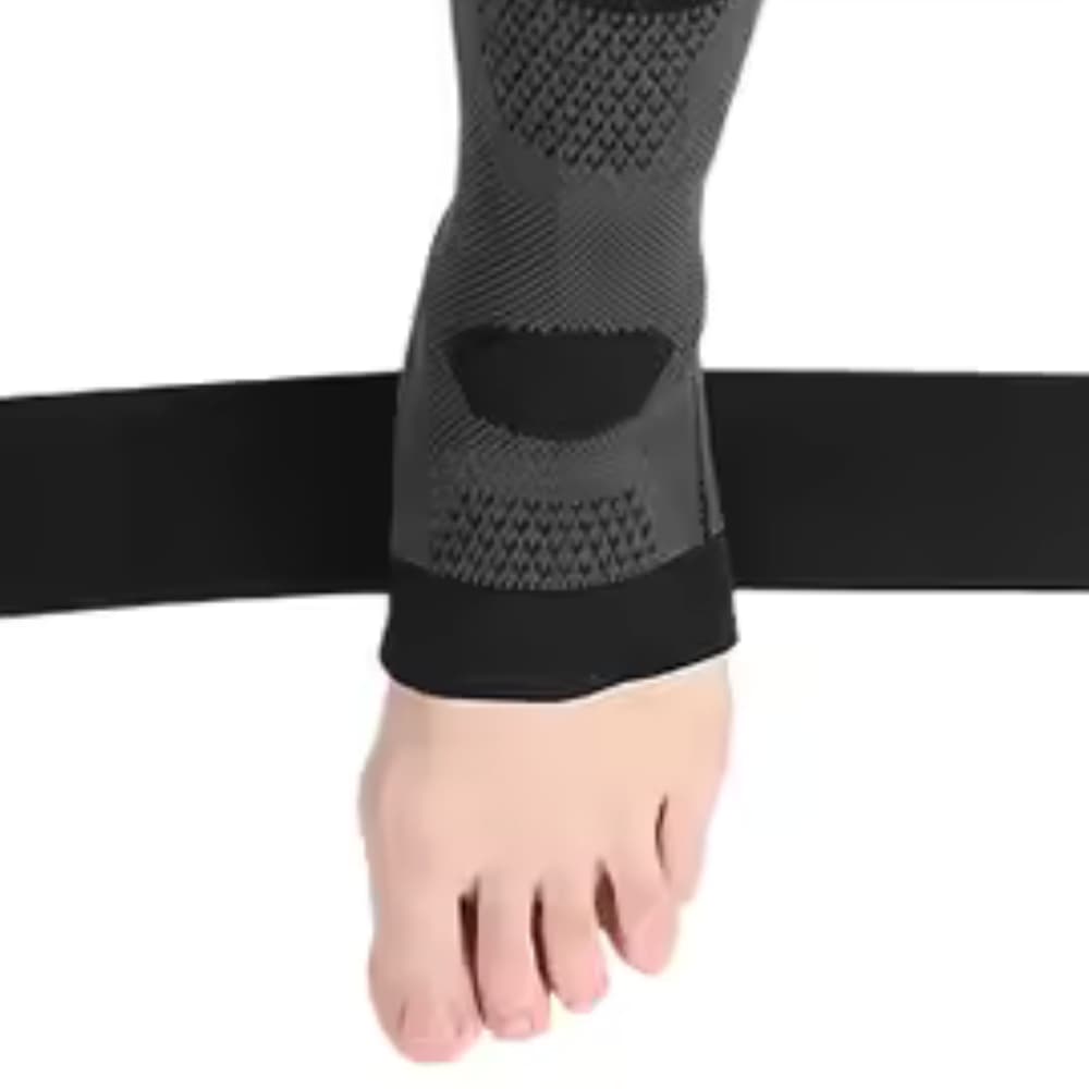 Foot slid into the sleeve with straps loose
