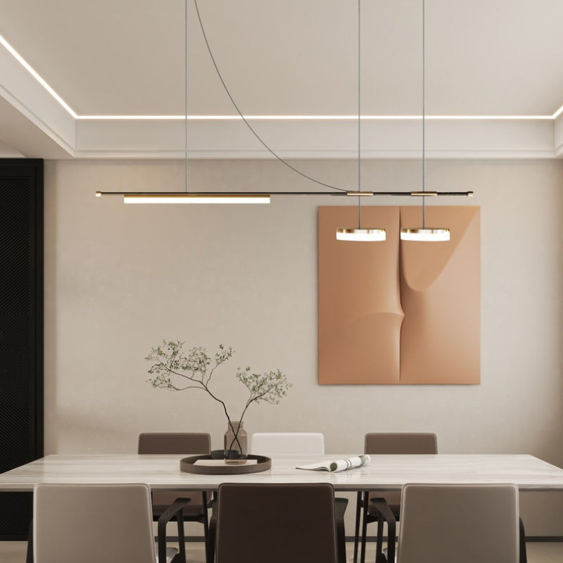 Aria Long Modern LED Ceiling Light — Black Metal Pendant Design