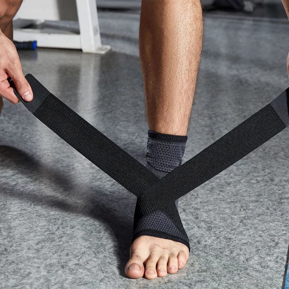 Crossing the two straps over the foot