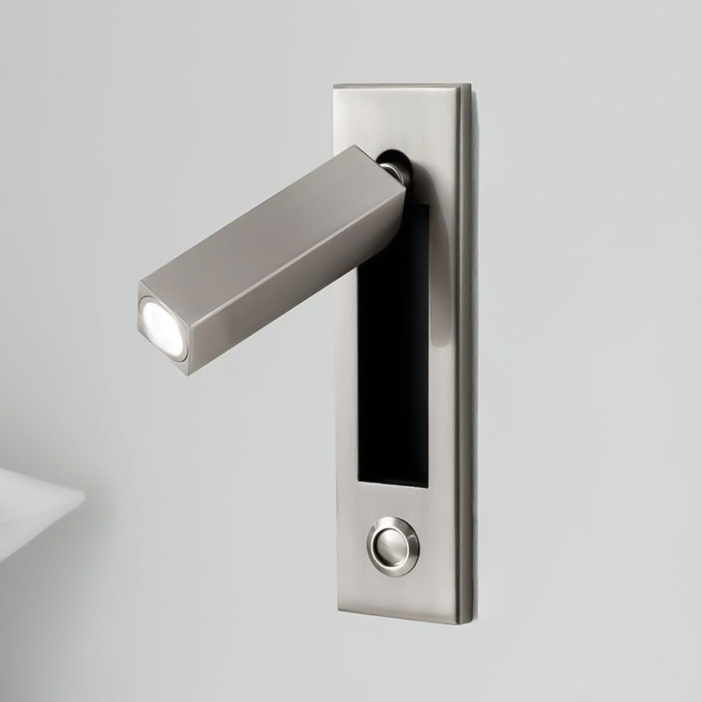 Adjustable Flush-Fold Bedside Sconce — Integrated Pull-Out Switch