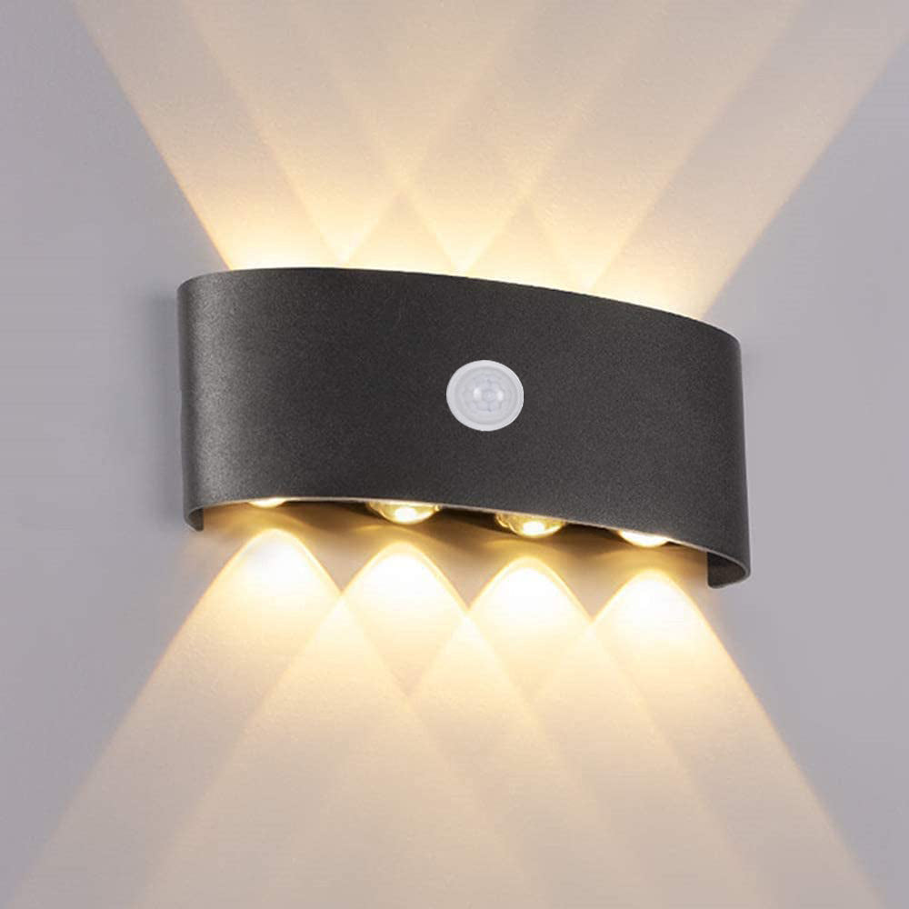 Applique murale LED Ray moderne, minimaliste, à éclairage haut et bas — structure métallique simple, noir et blanc