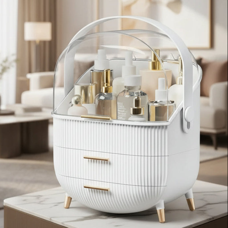 AuraLux Makeup Organizer Box Dustproof and Waterproof with Elegant Design for Women