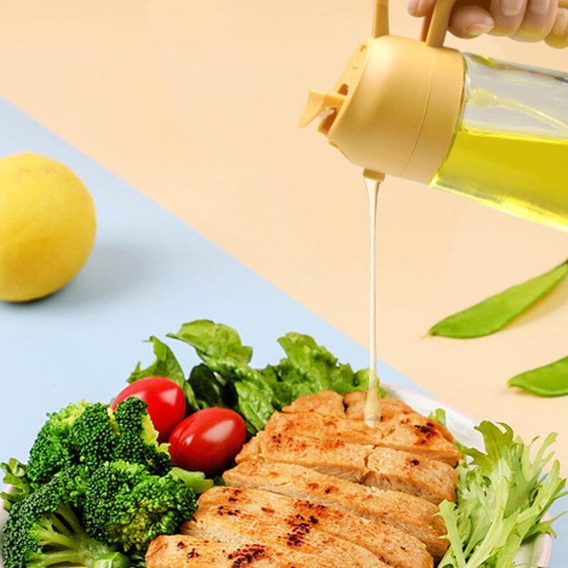 AeroChef Penyembur dan Pengedar Minyak Kaca 2-Dalam-1 Alat Tuang Dapur