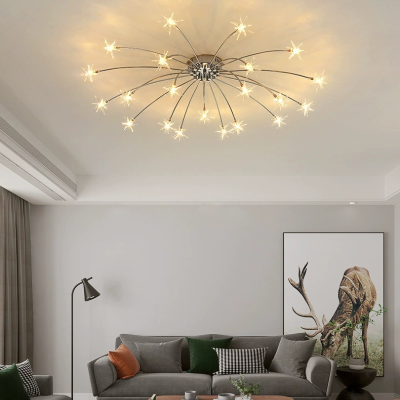 Arisha art déco-taklampa med stjärnmönster — täckning på 10-15㎡, varm belysning