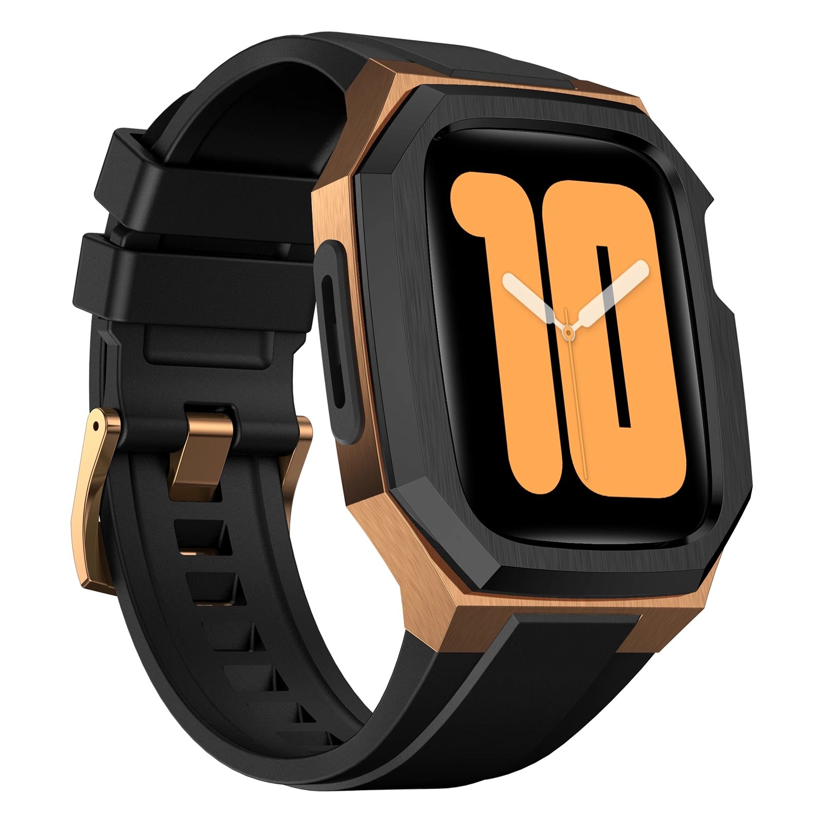 Rustfrit stål urkasse med gummirem til Apple Watch