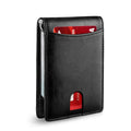 Cartera delgada AeroLuxe para hombre con protección RFID, tarjetero de cuero negro