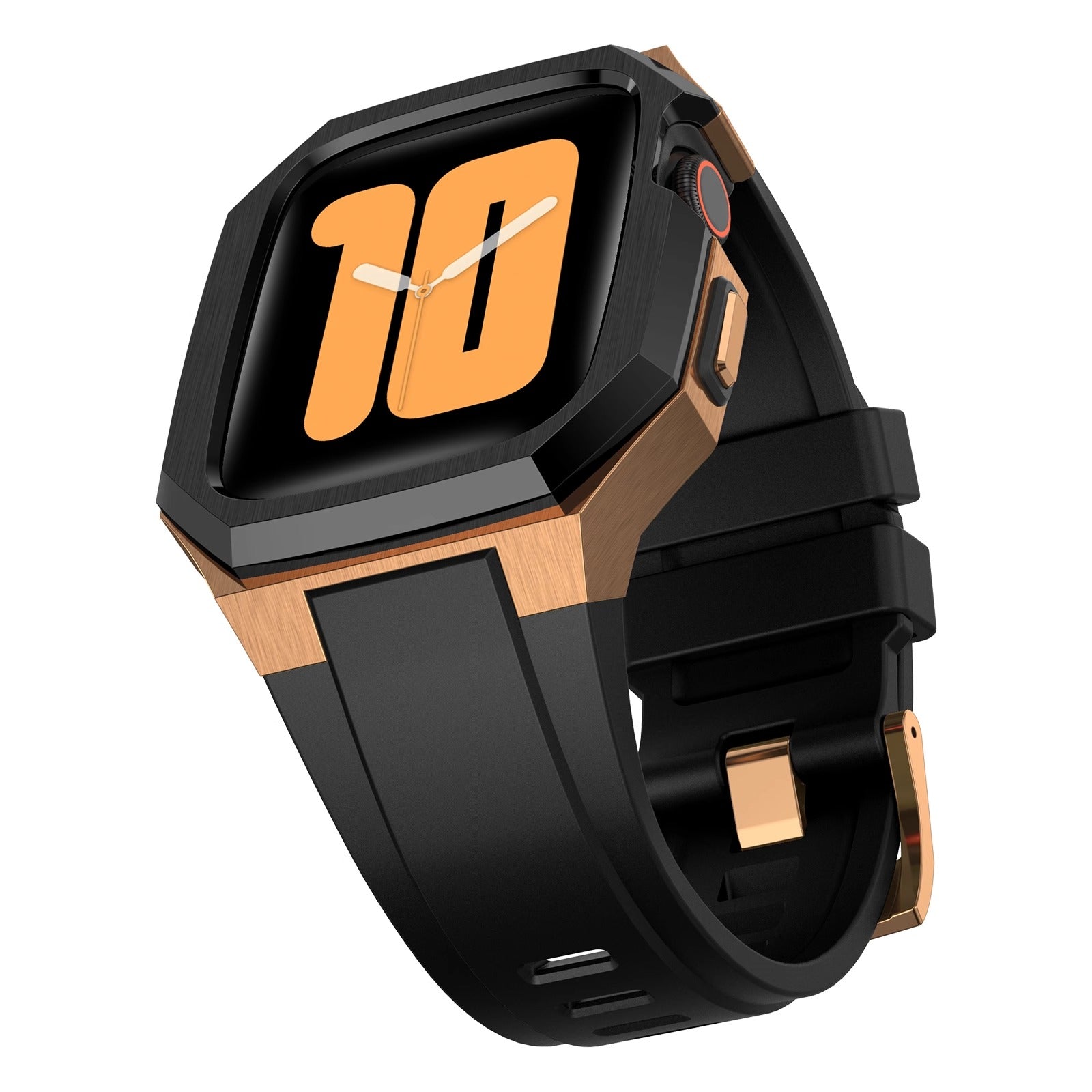 Rustfrit stål urkasse med gummirem til Apple Watch