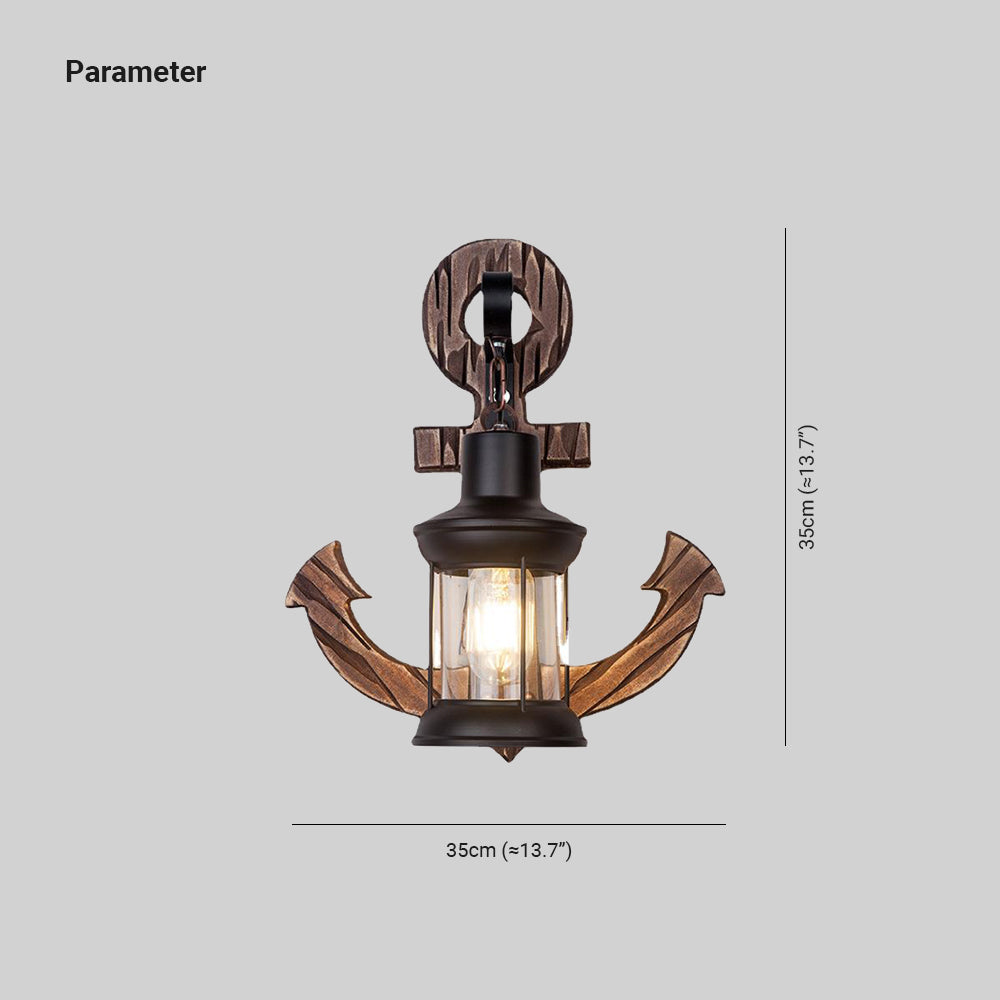 Epoch Anker-Laternen-Wandleuchte - Vintage-/Antikdesign, Holzoptik