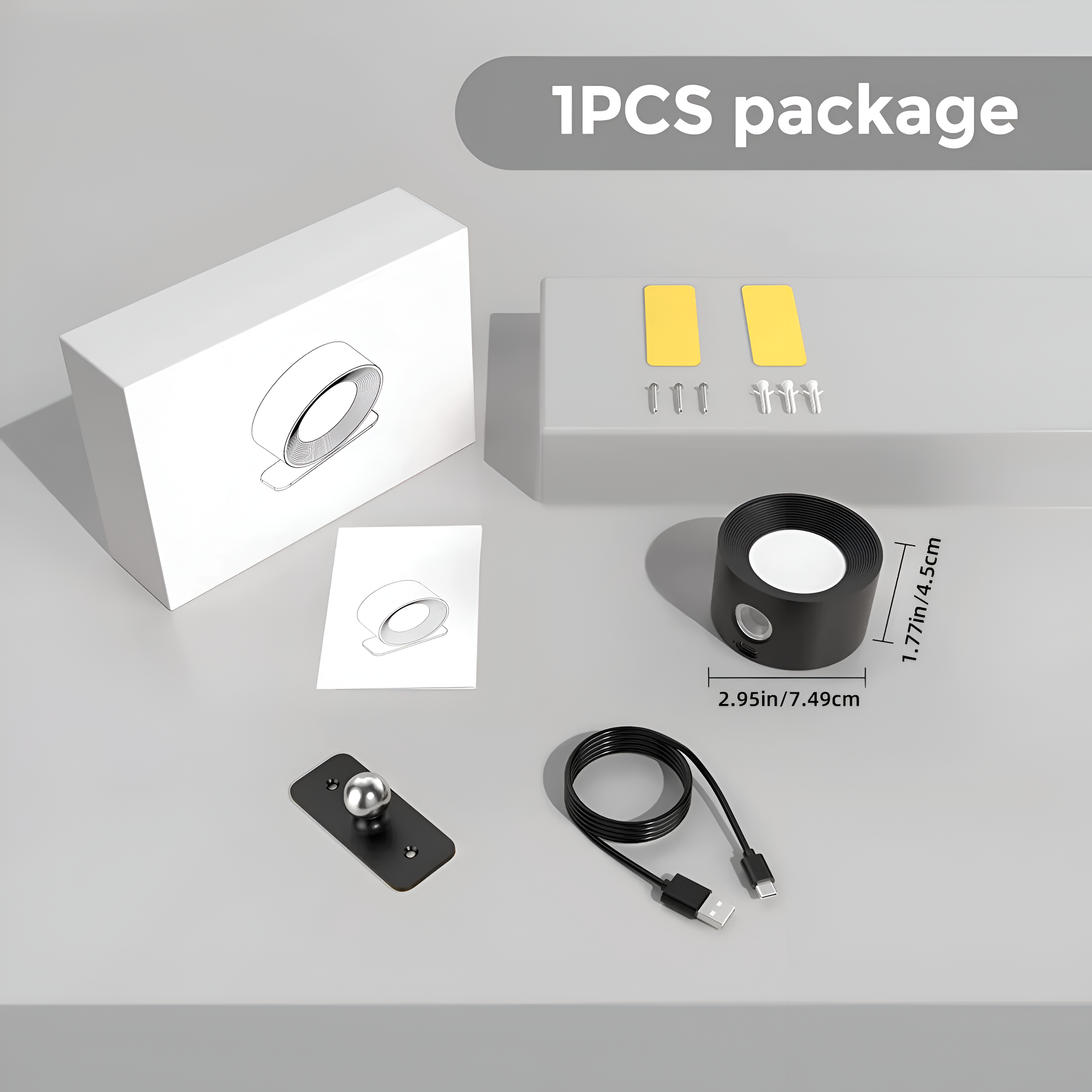 Lampu Dinding LED Kawalan Sentuh 360° - tanpa wayar & boleh dicas semula USB