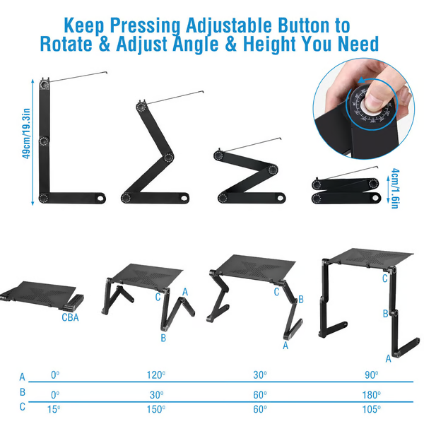Soporte ergonómico para portátil AeroFlex de 360 grados para oficina en casa