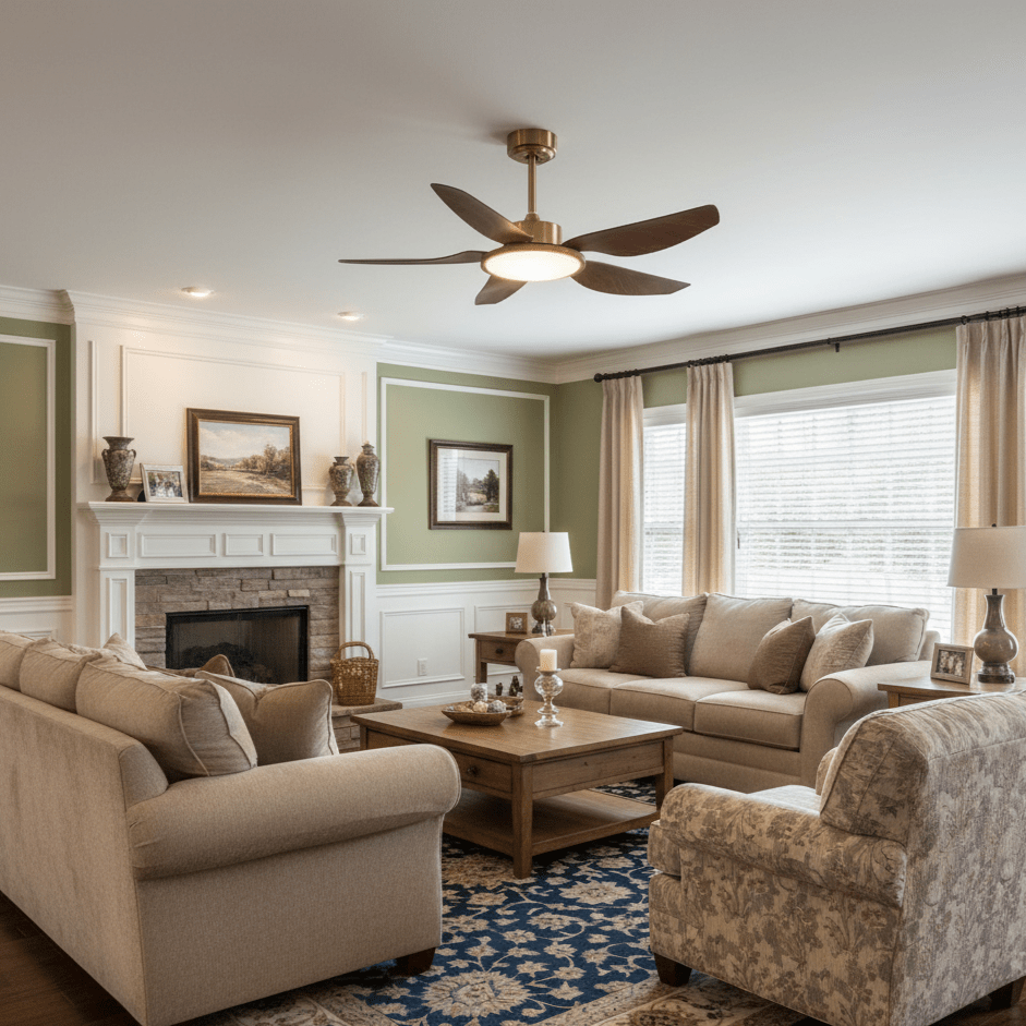 Sirocco Breeze Ceiling Fan and Center Light