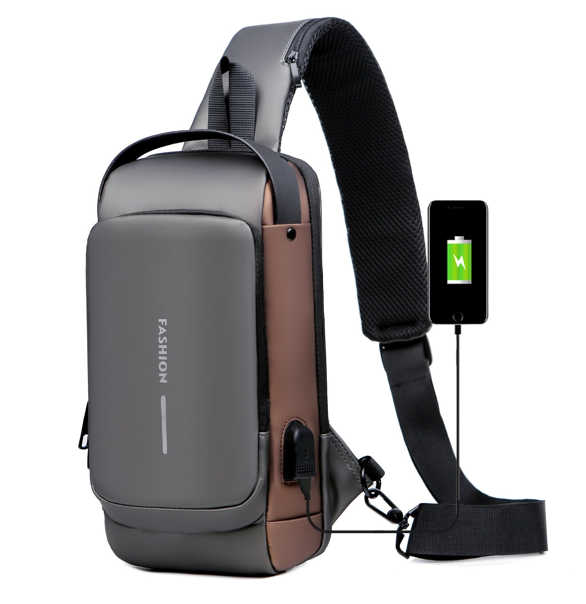 Wasserdichte Umhängetasche – Diebstahlsicherer versteckter Reißverschluss – USB 3.0 Ladeanschluss – Oxford – Unisex