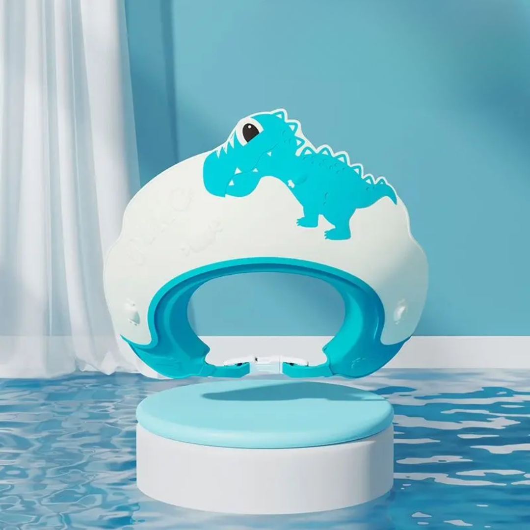 SplashSafe Dino | Badehette som beskytter mot vann og sjampo