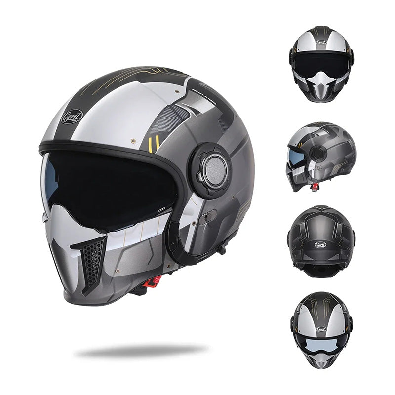 Retro modulaire helm met dubbele lens, DOT- en ECE-goedgekeurd