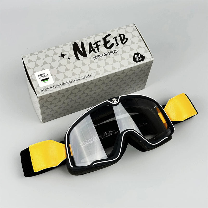 Retro motorbril - past over een bril heen