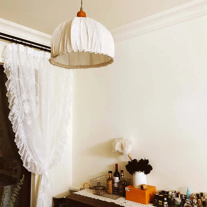 Haloa vintage-pendellampe — beige stofskærm