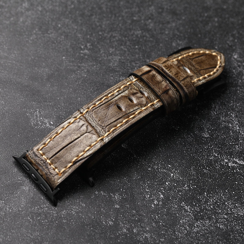 Håndlavet overfladelag i koskind læder Apple Watch rem