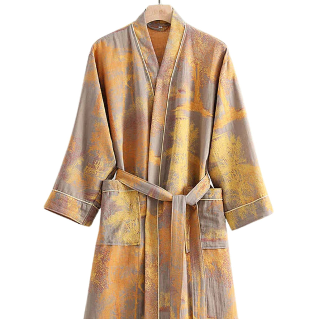 Puha, kimono stílusú pamut fürdőköntös