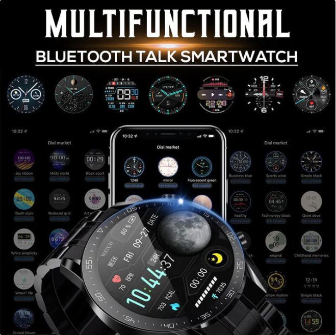 Zenorix 防水男士智能手表，带心电图、光电容积描记法心率和血氧监测