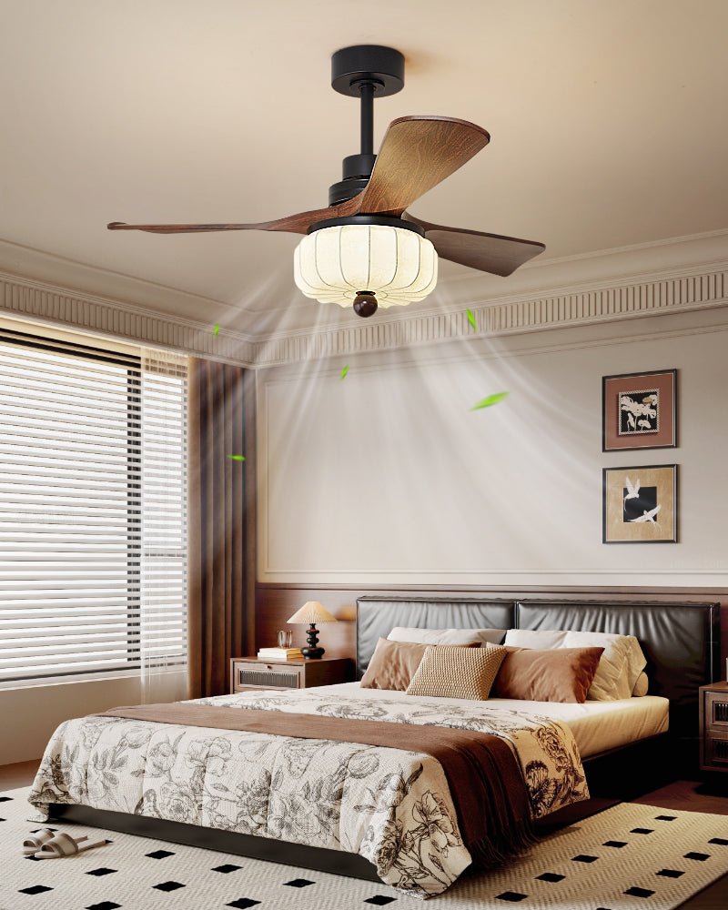 Lâmpada de teto com ventoinha Elira Vintage — design clássico de lanterna, estilo retro