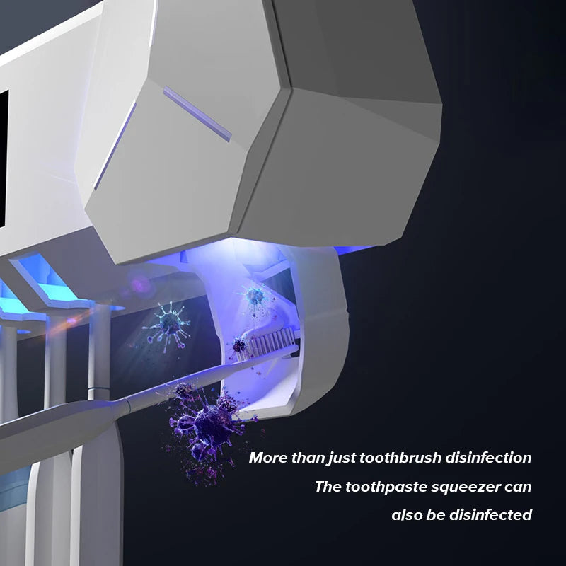Smart UV Toothbrush Holder - Multifunctional Toothbrush Disinfector Automatic Toothpaste Dispenser Squeezer