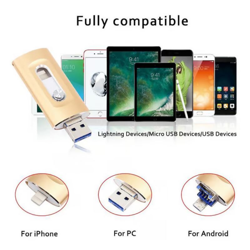 NovaDrive Pemacu Kilat USB Kapasiti Besar 3-dalam-1 untuk Telefon Bimbit dan Komputer