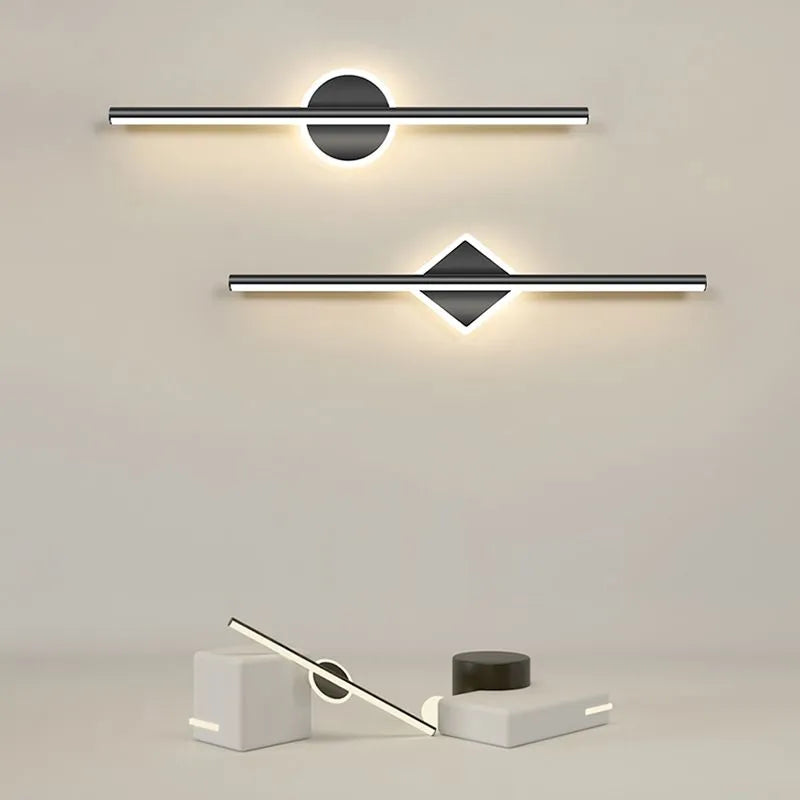 Arisha LED Linear Mirror Front Vanity Wall Lamp — Black/Gold, Switch-Controlled Dimming
