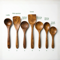 Set di utensili da cucina in legno d’acacia, 7 pezzi – realizzati a mano, finitura a olio, adatti alle padelle