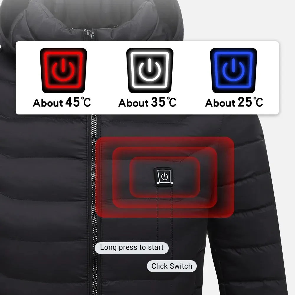 Elektrisch verwarmd hoodie-jack met 11 verwarmingszones