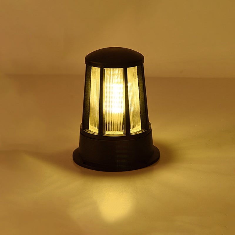 Borne lumineuse extérieure ronde noire moderne Annette — Lanterne LED 3000K
