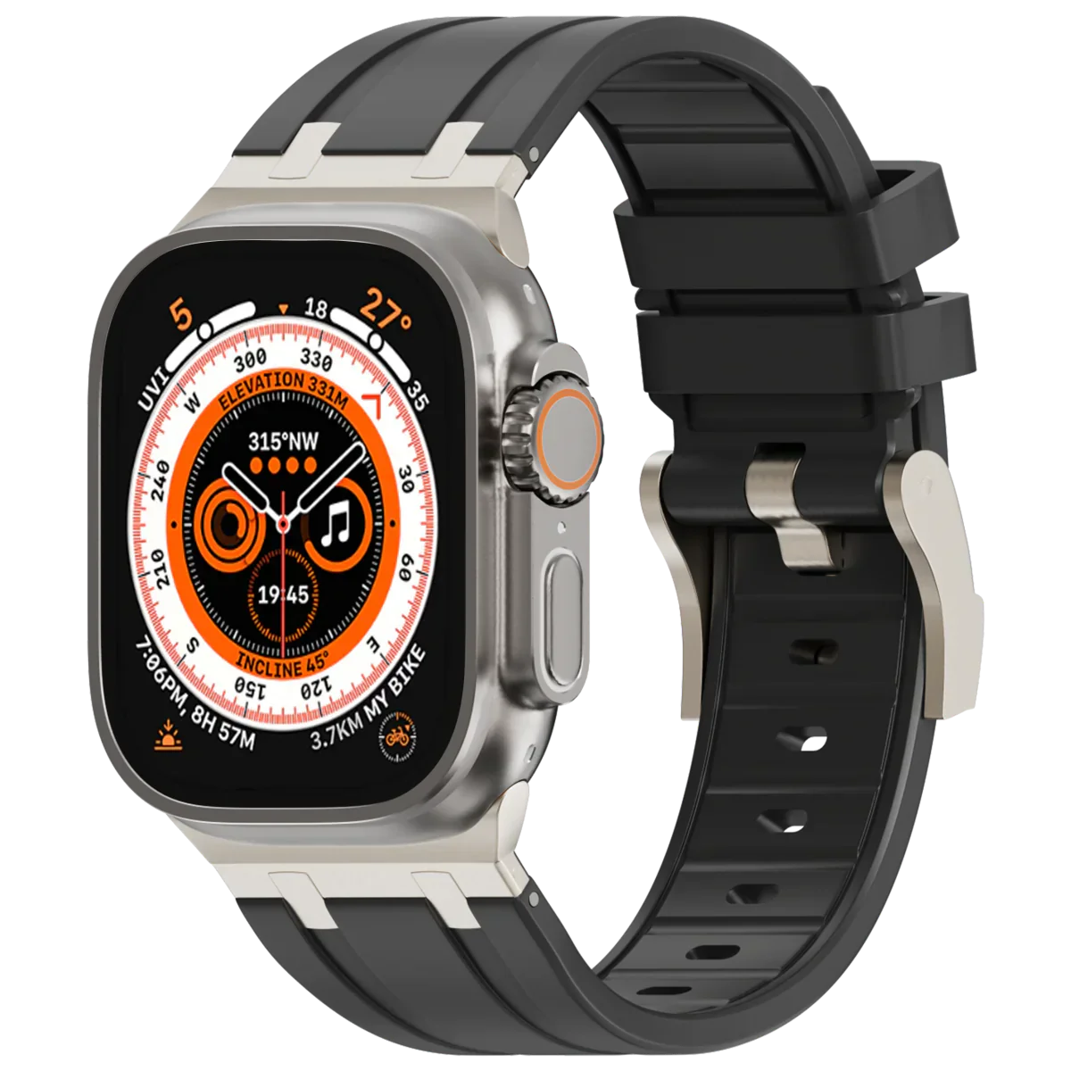 Luxe AP metalen kop siliconen band voor Apple Watch