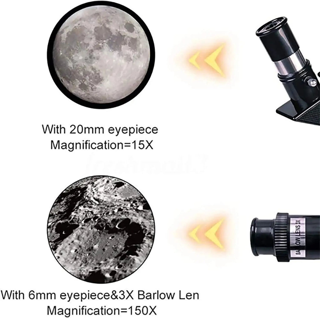Professionelles astronomisches Teleskop – Mondbeobachtung mit Tischstativ – 150x Zoom