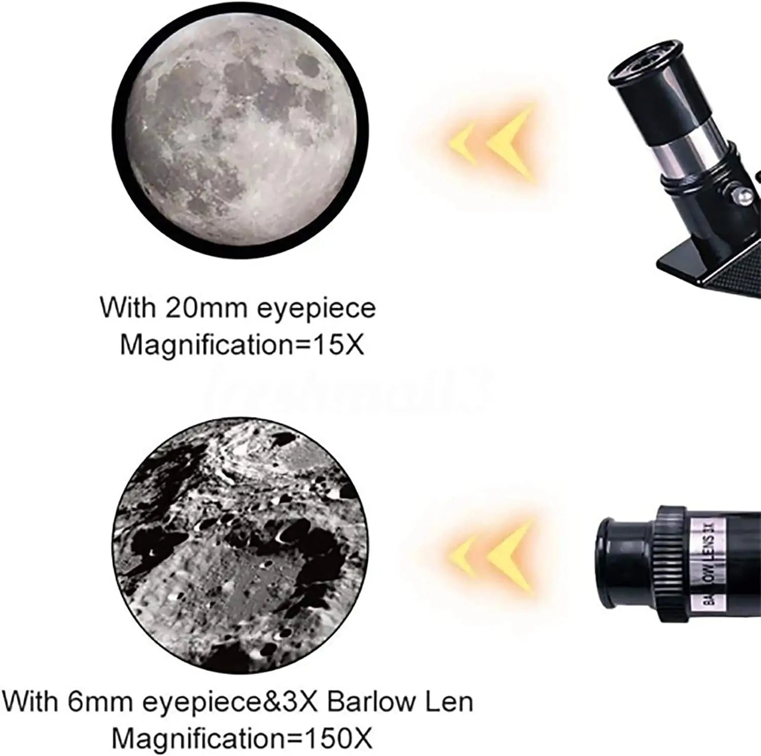 Professionelles astronomisches Teleskop – Mondbeobachtung mit Tischstativ – 150x Zoom