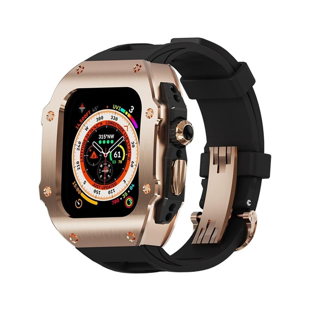 Řada RM Vanguard - Fluorokaučukový pásek Nerezové ocelové pouzdro pro Apple Watch Ultra