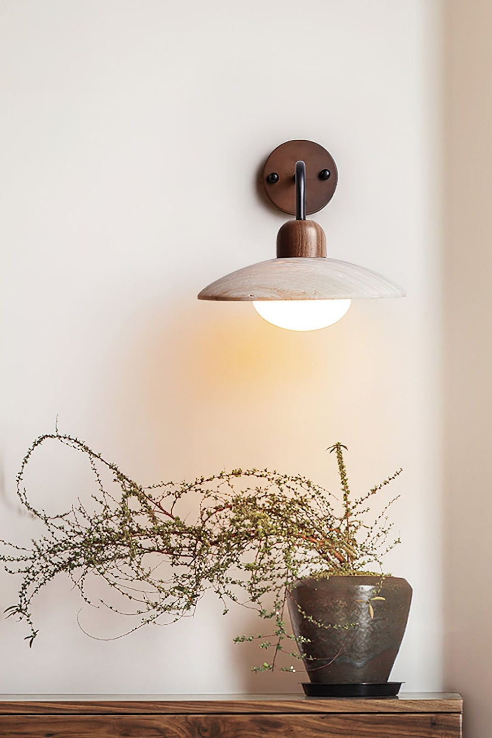 Lunara Travertine Disc Wall Light for Modern Interiors