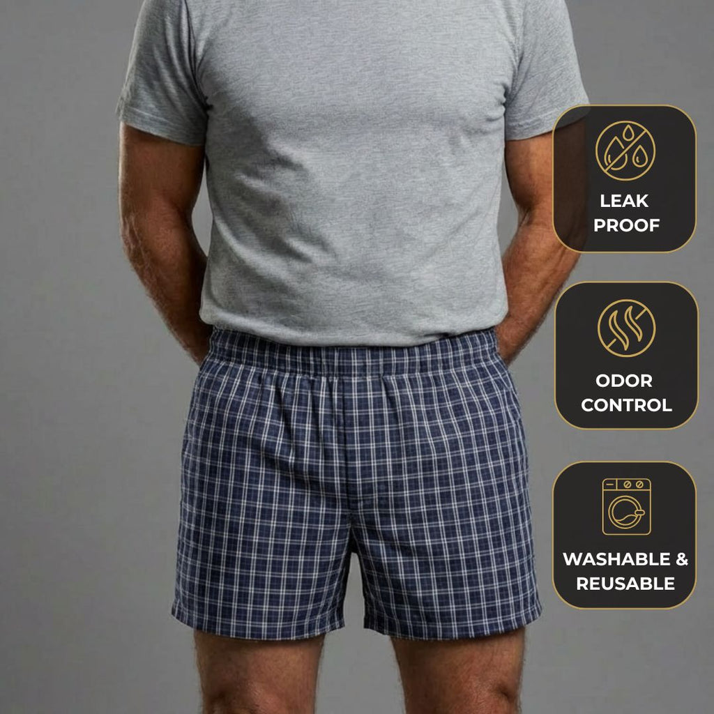 Men's Washable Leak-Proof Boxers – Absorbent Layers, Odour Control, Reusable