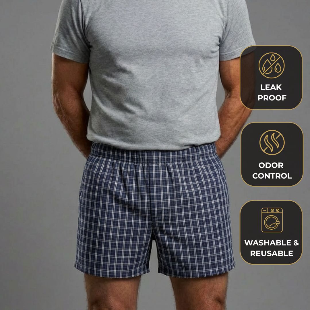 Men's Washable Leak-Proof Boxers – Absorbent Layers, Odour Control, Reusable