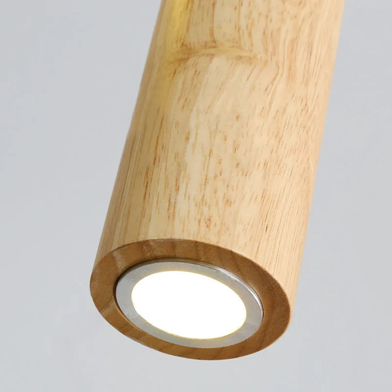 Suspension cylindrique en bois Muto — ampoule LED blanc chaud incluse