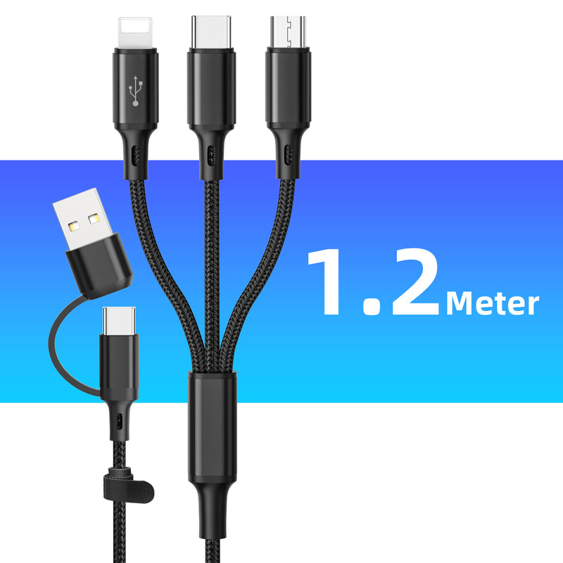 Drei-in-Eins-USB-Ladekabel mit USB-A-, Typ-C- und Micro-USB-Anschlüssen