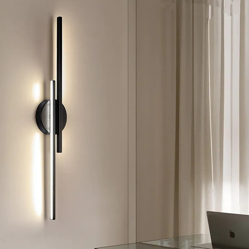 Elgo Modern Nordic Disc/Linear Metal LED Wall Lamp, Black/White - Neutralighting
