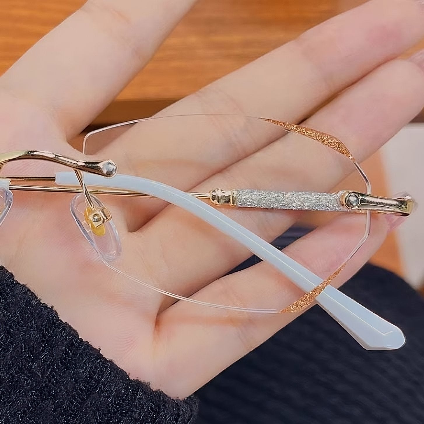 Lunettes pour femmes sans monture avec diamant, anti-lumière bleue, presbytie