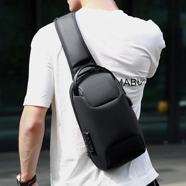 Wasserdichte Umhängetasche – Diebstahlsicherer versteckter Reißverschluss – USB 3.0 Ladeanschluss – Oxford – Unisex